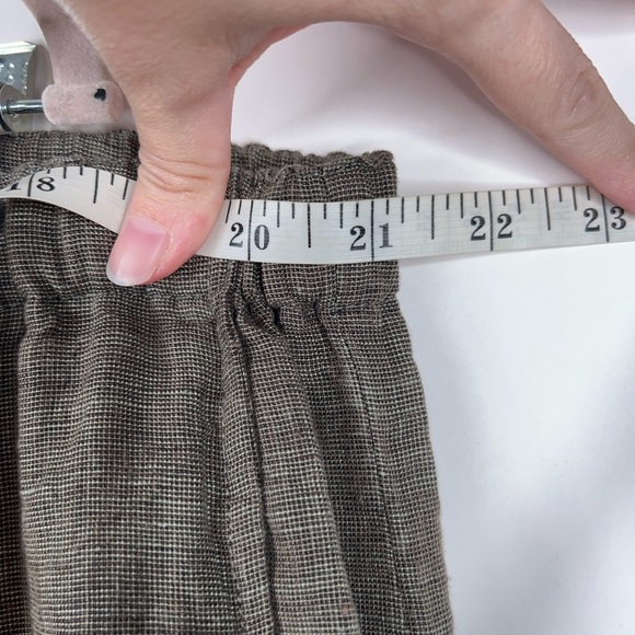 Flax Linen Pants Green High Rise Relaxed Straight Leg Cropped Size 14-18 - Picture 6 of 9